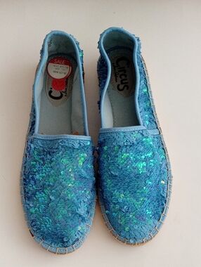 Circus by Sam Edelman Blue Sequined Espadrille Flats Size 9.5